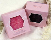 Розовые шикарные изготовленные на заказ бумажные коробки/горячая штемпелюя коробка подарка логоса квадратная с окном