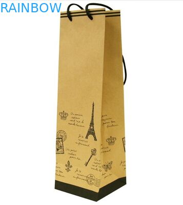 Подгонянный мешок бумаги с покрытием упаковывая с ручкой для вина и подарка