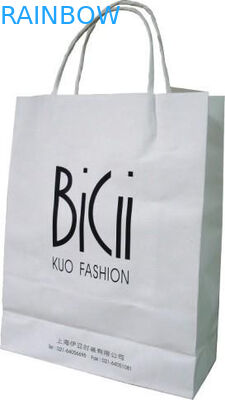 Напечатанная логосом ходя по магазинам белизна бумажного мешка упаковывая 110 грамм многоразовая