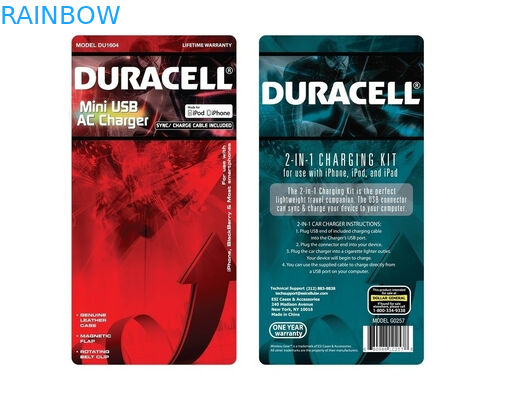 Eco-содружественная красная напечатанная упаковка карточки волдыря для заряжателя USB упаковывая с логосом