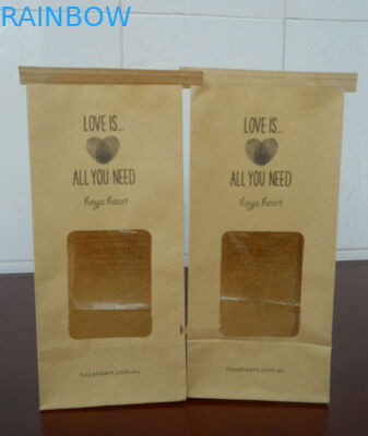 Связь олова бумажных мешков ясности Брайна подгонянная окном для упаковки еды