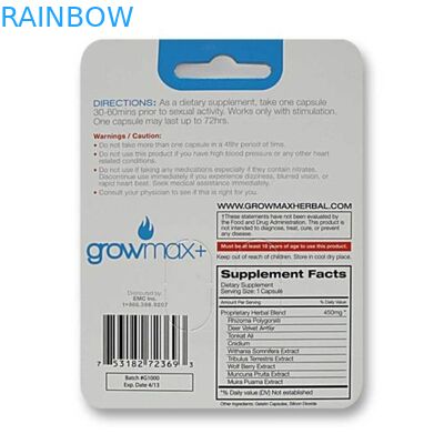 Карточка напечатанная таможней вися бумажная упаковывая для мыжского стимулятора повышения с 2 отверстиями