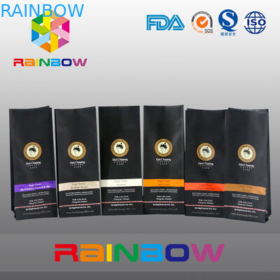 Подгонянная чернота напечатала нижние мешки Gusset, пластичный мешок кофе с застежкой -молнией/клапаном