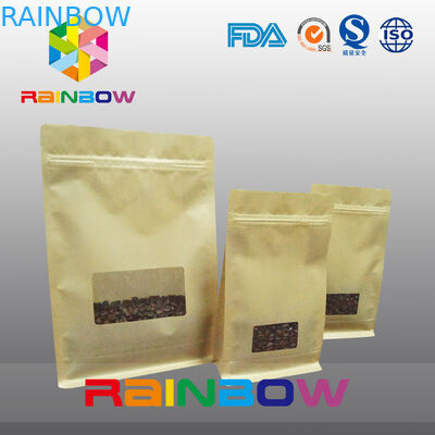 Мешки Gusset плоского дна, мешок дна блока уплотнения квада с ясным окном для кофе