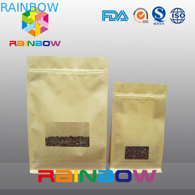 Мешки Gusset плоского дна, мешок дна блока уплотнения квада с ясным окном для кофе