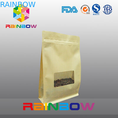 Мешки Gusset плоского дна, мешок дна блока уплотнения квада с ясным окном для кофе