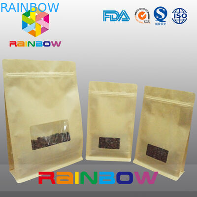 Мешки Gusset плоского дна, мешок дна блока уплотнения квада с ясным окном для кофе