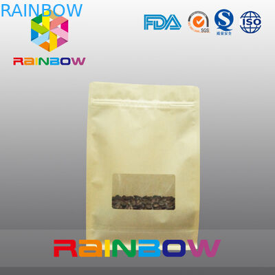 Мешки Gusset плоского дна, мешок дна блока уплотнения квада с ясным окном для кофе