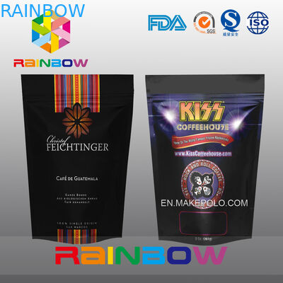 Черный стоьте вверх пластичные кофейные зерна алюминиевой фольги или земной мешок с клапаном и застежкой -молнией