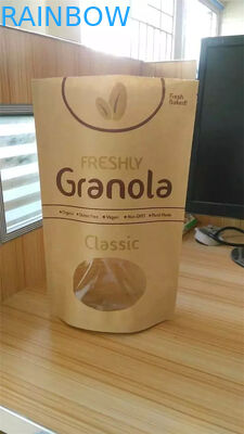 Напечатанная таможня стоит вверх мешок Kraft бумажный, мешок заедк упаковывая с окном