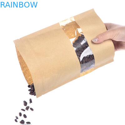 Мешок Kraft качества еды бумажный с ясным окном/мешок Mylay для фасоли, конфеты, хлеба, кофе