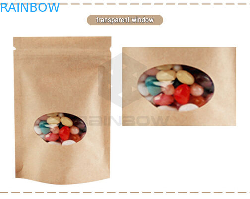 Ziplock стоьте вверх мешок Kraft Брайна мешка бумажный для сухой упаковывать конфеты гайки плодоовощ