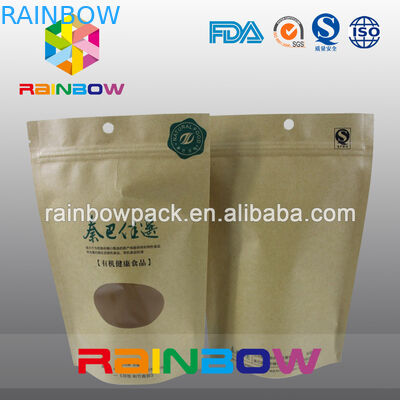 Recyclable бумага Doypack 2oz Kraft стоит вверх мешки кофе с окном