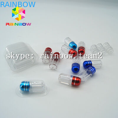 Бутылка медицины ясной капсулы пластиковая, контейнер таблетки секса с крышкой золота алюминиевой фольги