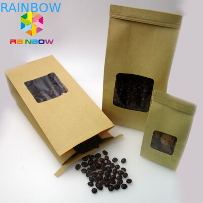 Таможня напечатала выровнянную фольгой бумагу Крафт стоит вверх сумка мешка с ясным окном для кофейного зерна