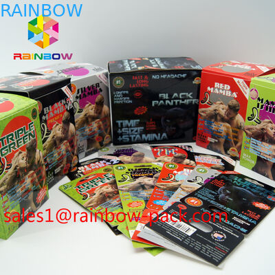 Таблетки секса карты 3д таблетки 3Д секса раскрытия утеса карт черной мамбы 3Д твердые упаковывая упаковывая карту таблетки секса бумажной карты 3Д