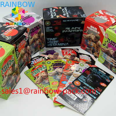 бумага ка волдыря носорога карты печатания /3D карты карты 3Д горячей таблетки секса влияния черной мамбы 3Д карты печатания продажи 3Д упаковывая