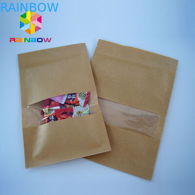 Подгонянные напечатанные пакетики чая выровнянные фольгой упаковывая, Крафт стоят вверх мешки с окном