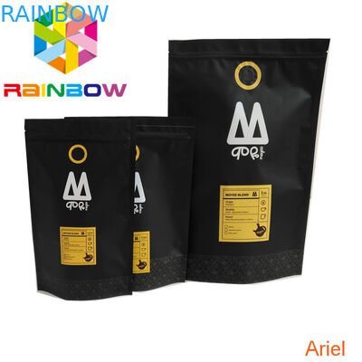 Упаковка сумки закуски пластиковой молнии штейновая черная стоит вверх ресеалабле мешок зиплок кофе