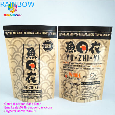 Таможня напечатала сумку замка молнии бумажного мешка крафт для посоленных гурманом хрустящих корочек кожи рыб яйца 105г