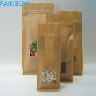 Квадратный бумажный мешок Брауна Крафт с ясным окном, мешком кофе замка застежка-молнии