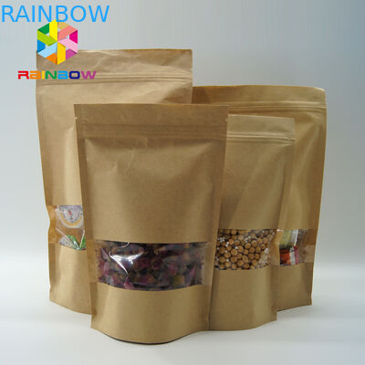 Окно бумажных мешков Крафт размера Костомизед овальное для еды/сухих продуктов мяса/моря