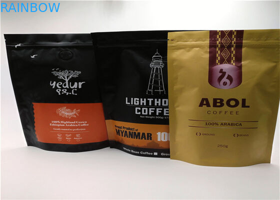 Черный замок застежка-молнии сумок упаковки Мылар пластиковый стоит вверх для кофе и чая