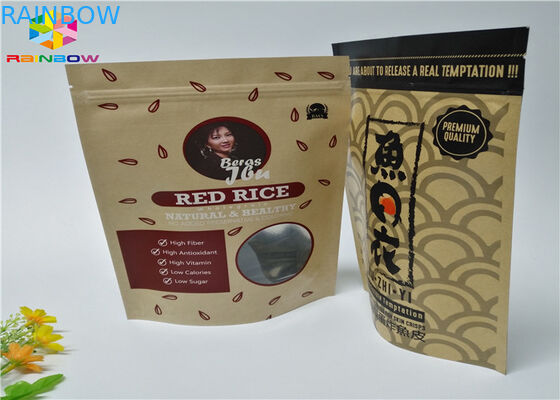 Зиплок таможня напечатала бумажные мешки еда стоит вверх бумага Брауна Крафт мешка с окном