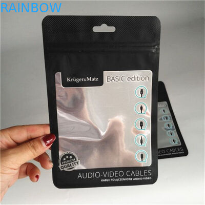 Замок молнии кабельной проводки штейнового черного случая телефона мешка алюминиевой фольги упаковывая с ясным окном