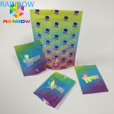 Влагостойкий стойте вверх замок застежка-молнии Холограм лазера сумок РУНТЗ красочный Мылар мешка молнии