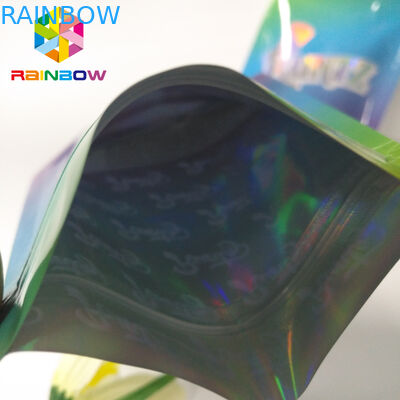 Влагостойкий стойте вверх замок застежка-молнии Холограм лазера сумок РУНТЗ красочный Мылар мешка молнии