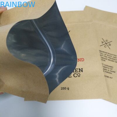 Упаковка сумки закуски бумаги Крафт Брауна стоит вверх дно мешка плоское с молнией