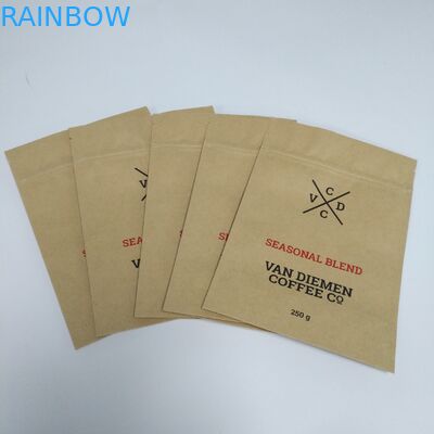 Упаковка сумки закуски бумаги Крафт Брауна стоит вверх дно мешка плоское с молнией