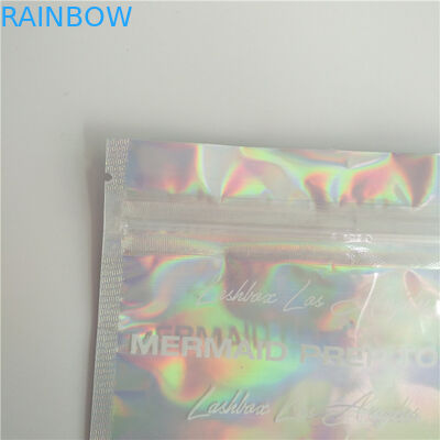 Стойте вверх голографические сумки с передним ясным и задним голографическим влиянием для упаковки Коместик ресницы