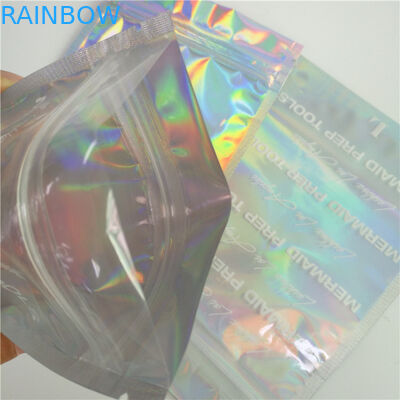 Стойте вверх голографические сумки с передним ясным и задним голографическим влиянием для упаковки Коместик ресницы