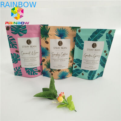 пальстик прокатанные молнией сумки кофе ясно белые стоят вверх мешок с зиплок зазубринами разрыва упаковывая для 500г 1кг 3кг