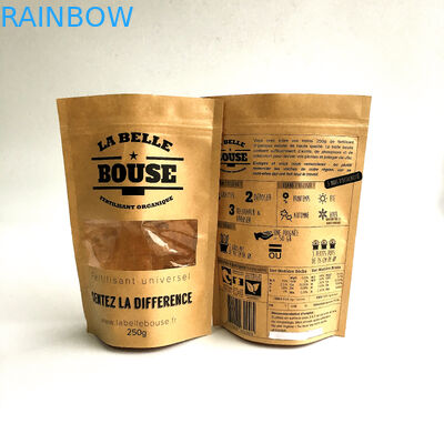 Ресиклабле подгонянный замок застежка-молнии бумажных мешков естественный стоит вверх мешок с окном