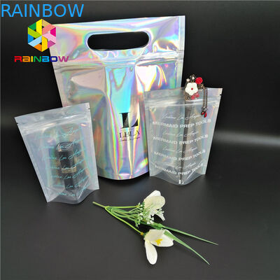 Цвет сумки КМИК пластиковой косметики молнии Мылар Холограм упаковывая с ясным окном