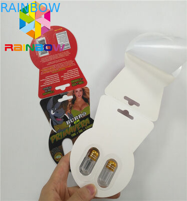 Лоснистая карта волдыря упаковывая изготовленные на заказ карту таблеток Бурро2 60000 повышения секса бумажную