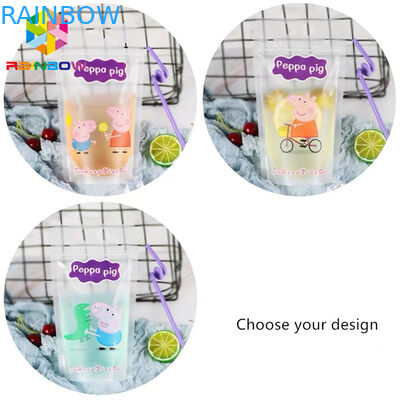 Сумки прозрачного жидкостного мешка еды напитка упаковывая стоят вверх УПРАВЛЕНИЕ ПО САНИТАРНОМУ НАДЗОРУ ЗА КАЧЕСТВОМ ПИЩЕВЫХ ПРОДУКТОВ И МЕДИКАМЕНТОВ с ручками/соломами