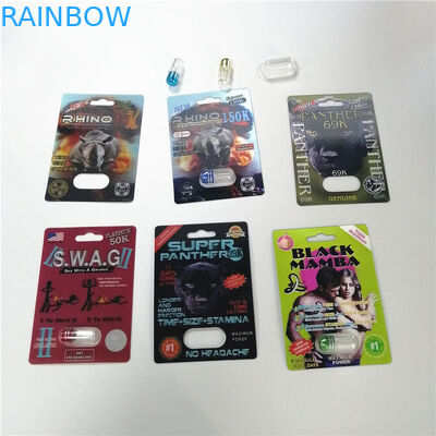 Пакет медицины красных таблеток секса пули опарника капсул увеличения пениса носорога 69 пластиковый