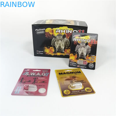 Пакет медицины красных таблеток секса пули опарника капсул увеличения пениса носорога 69 пластиковый