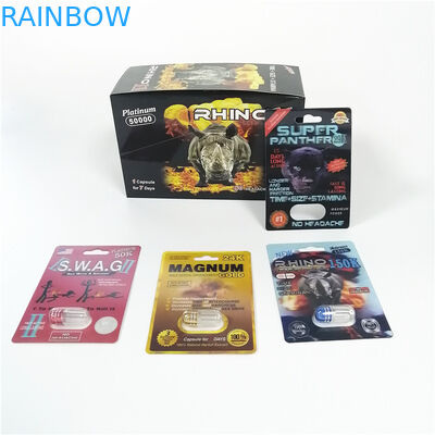 Пакет медицины красных таблеток секса пули опарника капсул увеличения пениса носорога 69 пластиковый