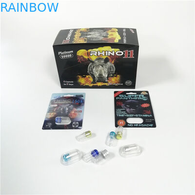 Подгонянные логотипом пакеты капсулы повышения черной пантеры носорога упаковки волдыря таблеток секса мужские