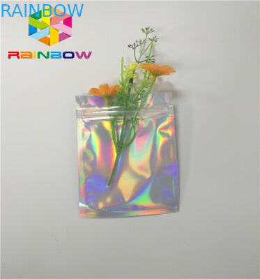 Бумажные мешки Холограм Мылар подгонянные молнией для продуктов косметик клея ресницы