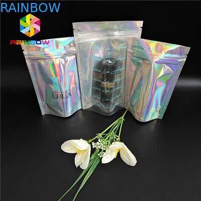 Бумажные мешки Холограм Мылар подгонянные молнией для продуктов косметик клея ресницы