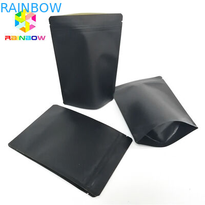 Черный бумажный мешок Крафт упаковывая изготовленный на заказ логотип стоит вверх замок застежка-молнии мешка Ресиклабле