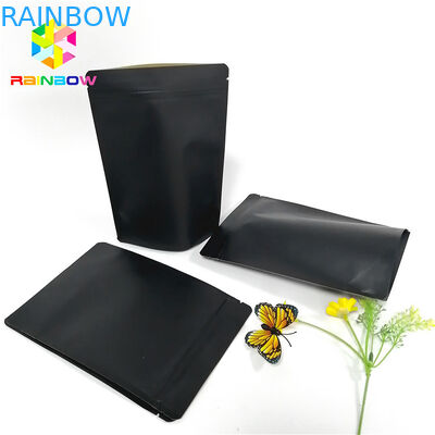 Черный бумажный мешок Крафт упаковывая изготовленный на заказ логотип стоит вверх замок застежка-молнии мешка Ресиклабле