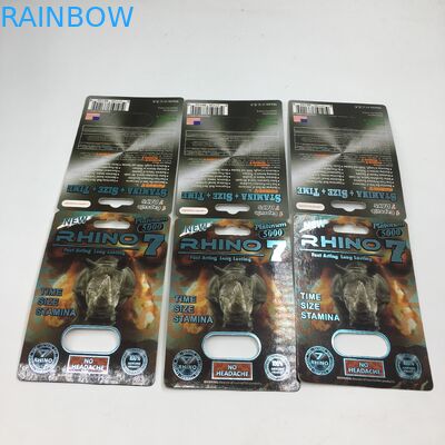 Носорог 7 карта волдыря 5000 капсул упаковывая бумажную мужскую сексуальную коробку дисплея таблеток 3Д