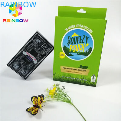 Ресиклабле изготовленный на заказ бренд дизайна логотипа напечатал УЛЬТРАФИОЛЕТОВЫЕ горячие штемпелюя коробки бумажной карты с отверстием вида для косметик подарка